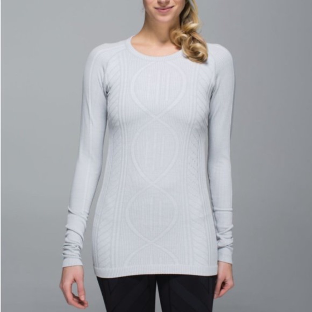 Lululemon Rest Less Pullover LS Top Silver Spoon Light Gray EUC - Picture 1 of 15